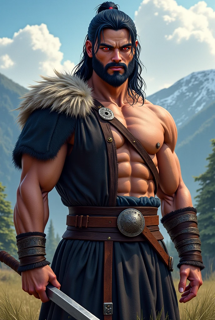 Masterpiece, Best quality, art  stations, 8K, fantasy painting of (Savage:1), Angry, Long hair, bear armor, Bear hoodie, highly detailled texture, Sharp focus, Cowboy shot