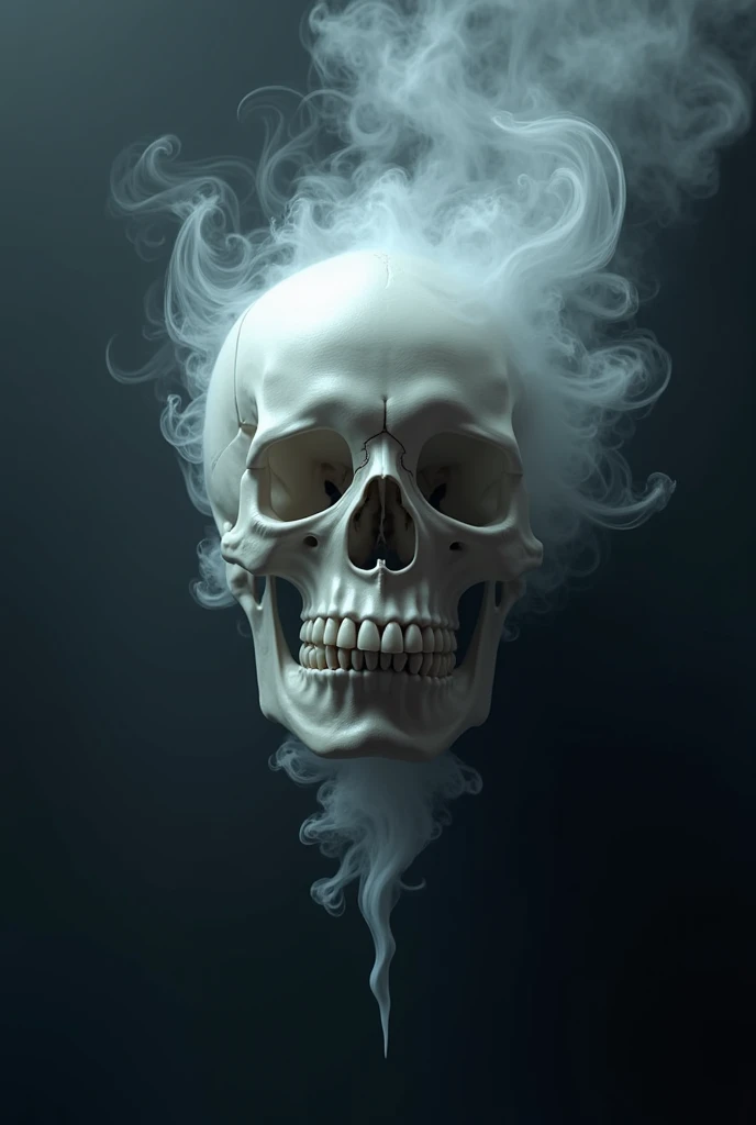 Skull To smoke, Dark style image, Image painted in artistic style, image with white background volumetric lighting, Black and white color image, 24K