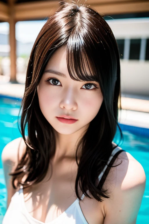 Hyper-realistic photos of stunningly beautiful Japanese women, Swimsuit, Lying on the surface of the lake, The magnificent composition evokes admiration, Extremely realistic and highly detailed, Very emotional, Spectacular movie lighting, 8K UHD resolution, Shot with Hasselblad H6D 400c Multi-Shot, Mitakon Speedmaster 35mm f 1. 2 XCD --Expression style --ar 1:2 --upanime --niji 5 --q 3