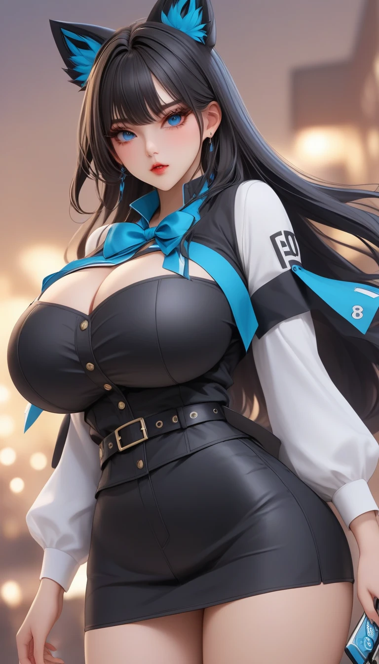Cool girl high resolution Big Breasts Men's suits Expose Long Hair Earrings Tattoo