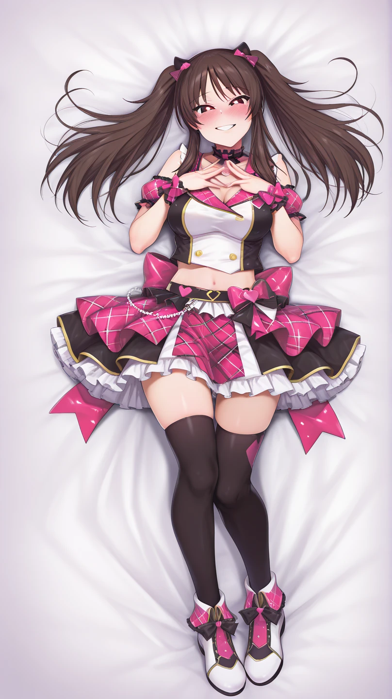 1 girl, petals, rose_petals, cherry_blossoms, falling_petals, yamakaze_\(kancolle\),
the present is me,
petals_on_liquid, ribbon, long_hair, confetti, thighhighs, solo, naked_ribbon, breasts, panties, black_legwear, lying, blush, hair_between_eyes, underwear, heart, bed_sheet, white_panties, looking_at_viewer, hair_ornament, on_back,