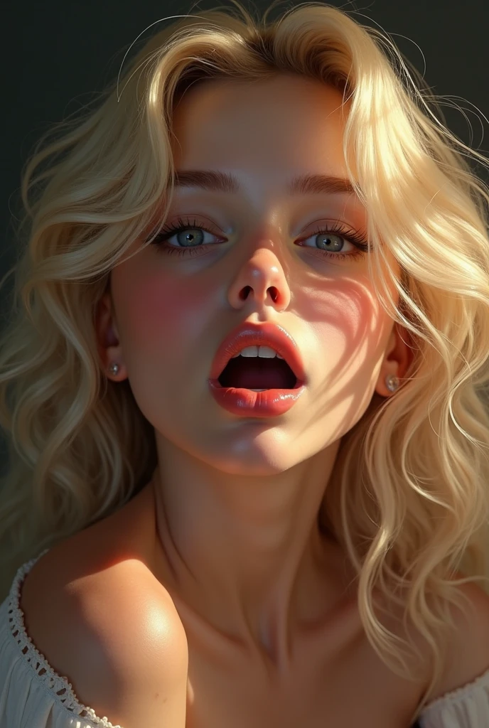 (sweet release),((close-up of woman's face:1.4)),(aroused:1.3),((closed eyes, moan:1.3)),(realistic illustration). cute 27 yo ((blonde:1.3)) Caucasian woman with green eyes. Sexy (chubby:0.7) figure, natural breasts, beautiful ass. Eyeglasses, cardigan, black floral print sundress, Masterpiece, (highly detailed:1.2),(detailed face and eyes:1.2), 8k wallpaper, cinematic lighting. core shadows, high contrast, bokeh.