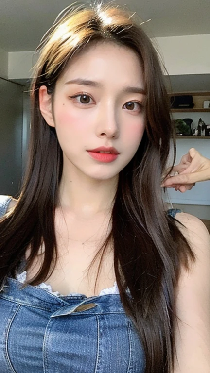 (real, High resolution:1.3), One girl with a perfect body, Very beautiful face and eyes,Long Hair, Random color short sleeve T-shirt:1.2,Baggy sweatpants
