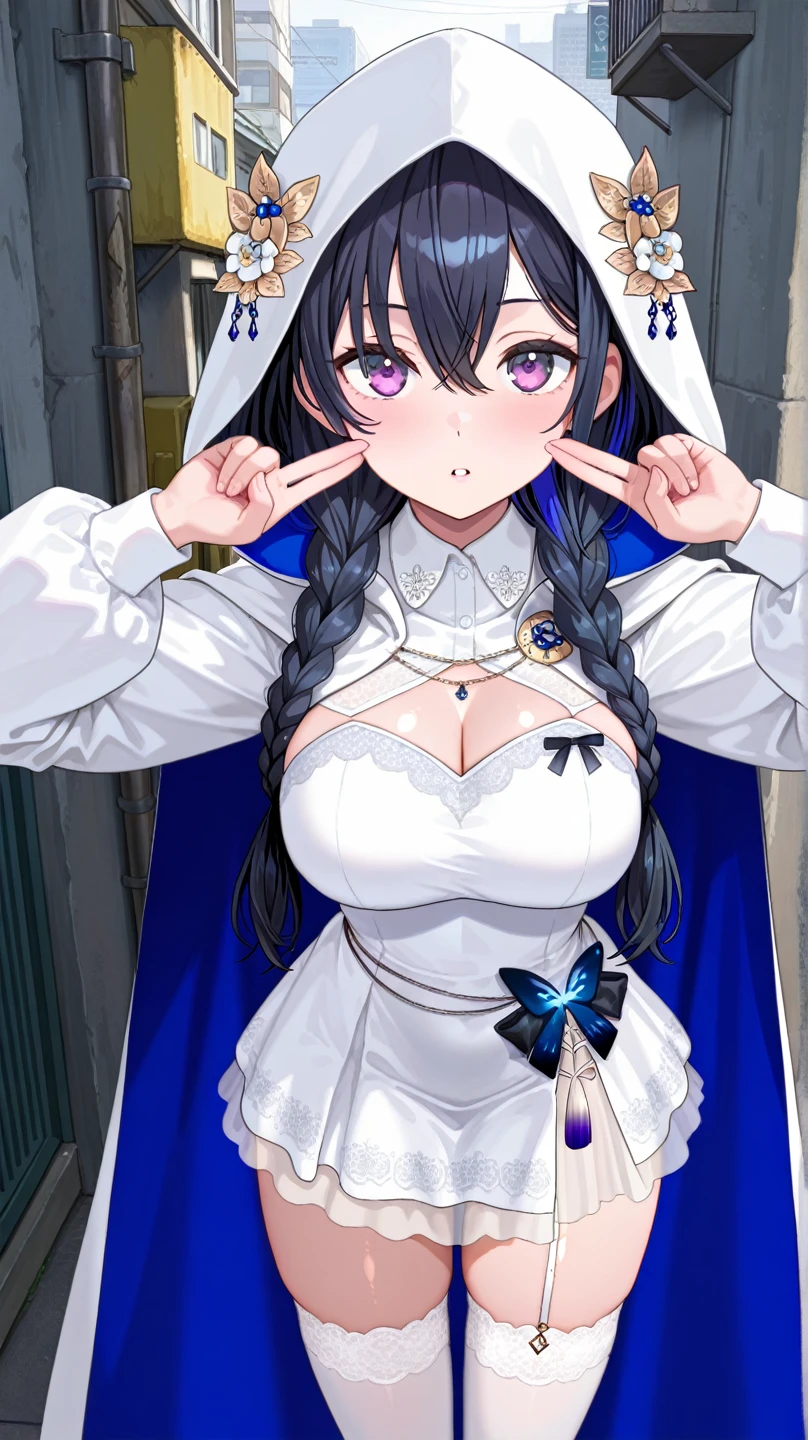 western church chapel,Lots of colorful stained glass,Light shines through stained glass, Creates a fantastic atmosphere inside the chapel.,fluffy hair,Gorgeous black and white two-tone hair,Iridescent light,Monastic robe with wide open shoulders and chest,abbey,priest's clothes,Colorful tattoo of large cross and Virgin Mary statue on visible shoulder and chest,Slightly red tide,Angel Ladder,Hypnotized,joyous expression,Blurred eyes,smiling slightly,Surrounded by multiple men,SEX,AHE Face,insertion,Vibe insertion,Splattering white liquid,Face and chest covered in white liquid,Peeling the whites of the eyes,My body trembles with pleasure,My head is grabbed and my hair is pulled,Open your legs wide and do an M-shaped split...,Pregnant Woman,Pregnancy,Bote belly,Clothes are wearing