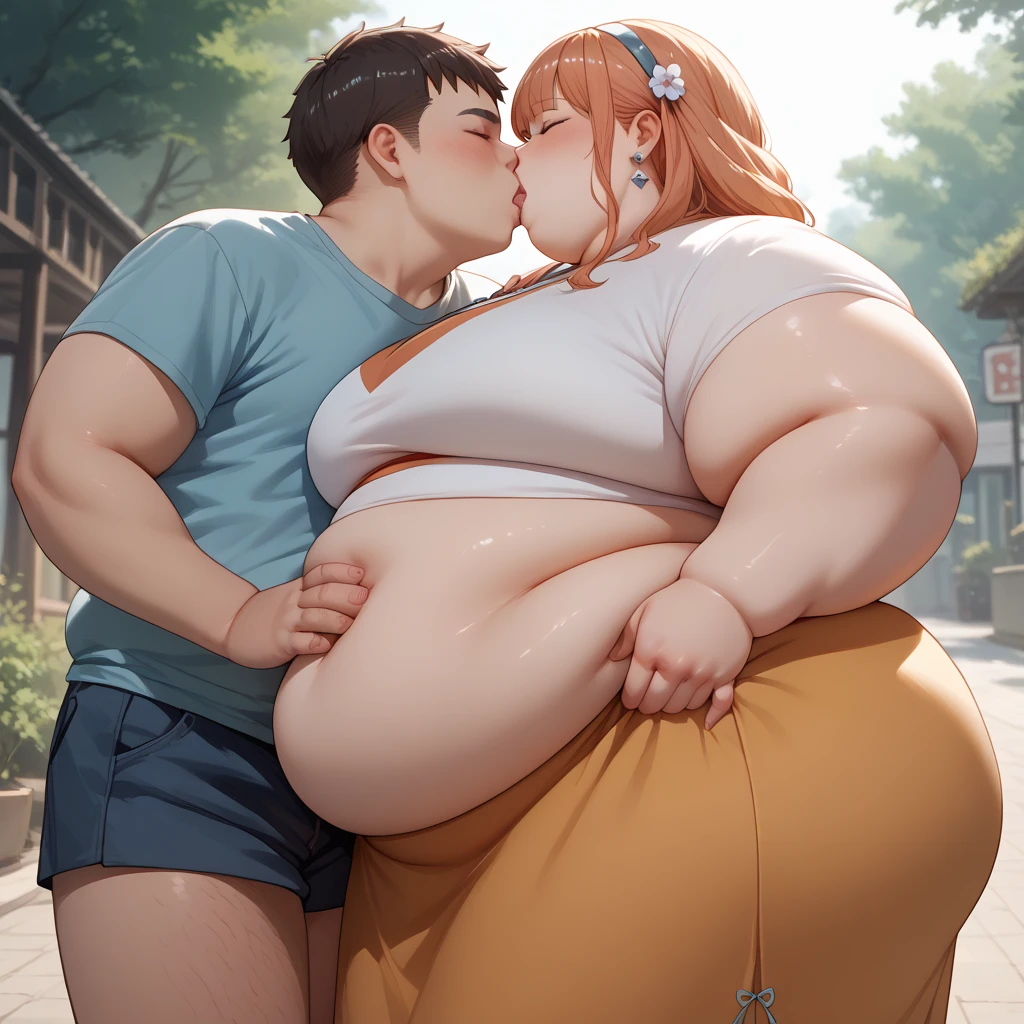 Le personnage Makima de la série animée Chainsaw Man, fragile, obésité morbide, ssbbw, pleine longueur (corps entier 1.1.), fond sombre, obscurité, anatomie correcte 1.1, anatomie correcte de la main, Très féminin, corps gras et rond, grosses Jambes, fesses, beau corps obèse, ventre rond et mou très gras, cheveux roux, Yeux oranges, Cercles rouges pour les écoliers, chemise blanche, jupe noire, cravate noire, pose sexy, réaliste, very détaillé, beau corps, détaillé body, détaillé hands, détaillé, vibrant, détaillé Face, Conception des personnages de Makima. very détaillé, détaillé body, détaillé hands, détaillé Face, Art animé, Hugh Détails, Visage très abattu, détaillé eyes, Illustration ultra fine, Meilleure ombre, détail fin, beautiful détaillé glow, beautiful détaillé, Extraordinairement beau, extremely détaillé, inexpressif, composition épique, Style animé. art animé, Style animé. Jupe noire, chemise blanche, cravatte, pose sexy. Double menton, visage très gras, grosses joues, joues potelées