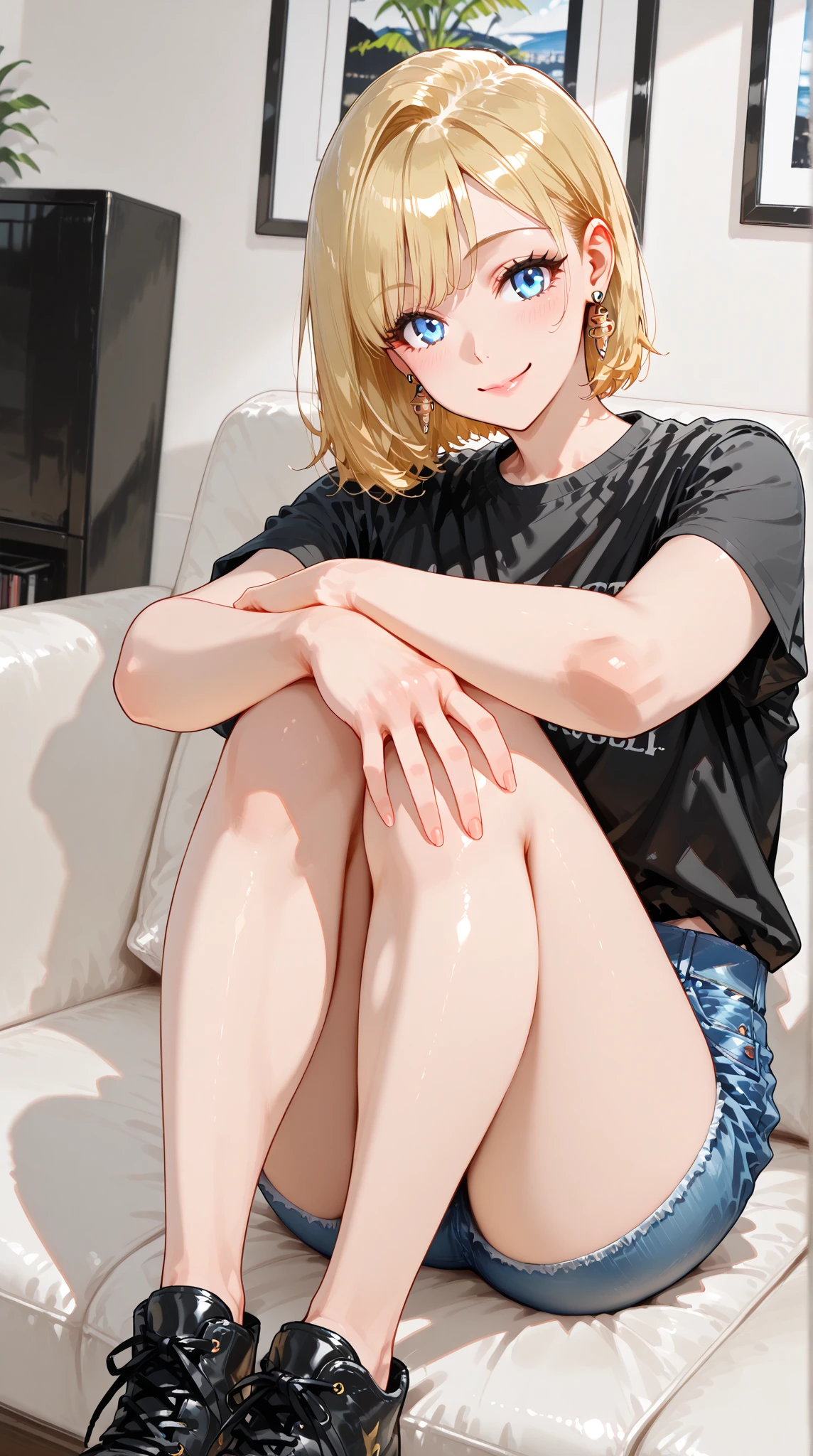 NSFW, (Masterpiece, Best Quality, photorealestic:1.4), , (UHD, 8k wallpaper, High Resolution), perfect anatomy, Cinematic lighting, physical based rendering,, Extremely detailed skin, Very detailed face, Eyes with beautiful details, Carl Zeiss 85 мм F/1.4, Street evening, (((1 man and 1 girl, :1.3))), (Vertical straddle, Face to Face:1.5), on the ground, Very cute girl , (a 1girl, short blonde hair with pink highlights, grey-blue eyes , Thin, fine legs, Skinny hands, Flat Breast ,She is wearing a short top and a short denim skirt, On the legs sandals with laces, without underwear, He is on his knees),(a 1girl, Kneeling, holds it with his hand (The big one is excited ) and looks at the man with his eyes ) z, (He holds the girl by the hair) Without expression:1.3), Evening, (Street,lantern light, ), Forward diagonal view, view from bottom, footjob, sex