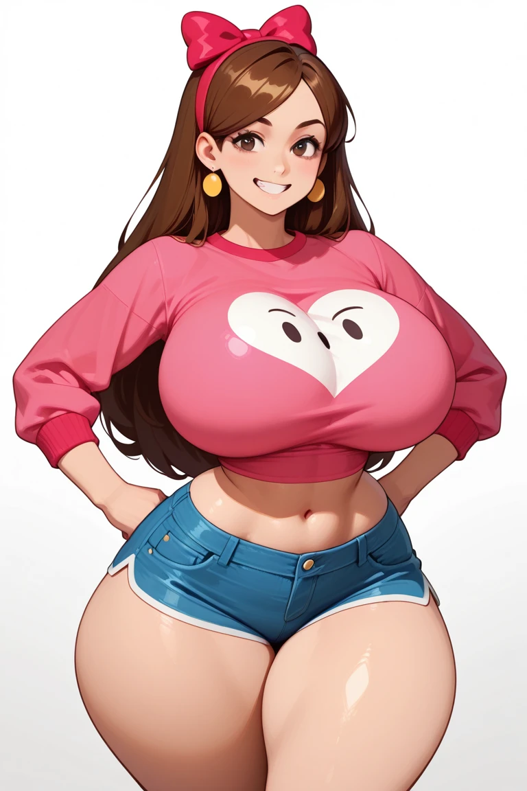 by by buta99, by chelodoy, by spikedmauler, by cervina7, solo, female, standing, looking at viewer, ((hair, snout)), smiling, lips, eyelashes, eyeliner, big breasts, cleavage, canine, , light brown fur, chocolate labrador, domestic dog, pink eyes, sexy, light brown hair, long light brown hair, skinny, small waist, super skinny,huge thighs, huge ass, tits, kawaii, kawaii sparkles, sexy, action pose, pink Princess, sparkly background, pink eyes, kawaii, straight on, soft, pink background, massive butt, white panties, hearts, define, sexy, moaning , Valentine’s Day, pink lingerie, standing up, facing viewer, close up, bedroom in background, Valentine theme, hearts, blush, pink fluffy skirt, pink heart shirt, fishnets, pink thigh high socks, big thighs, shiny, fishnets, stockings,