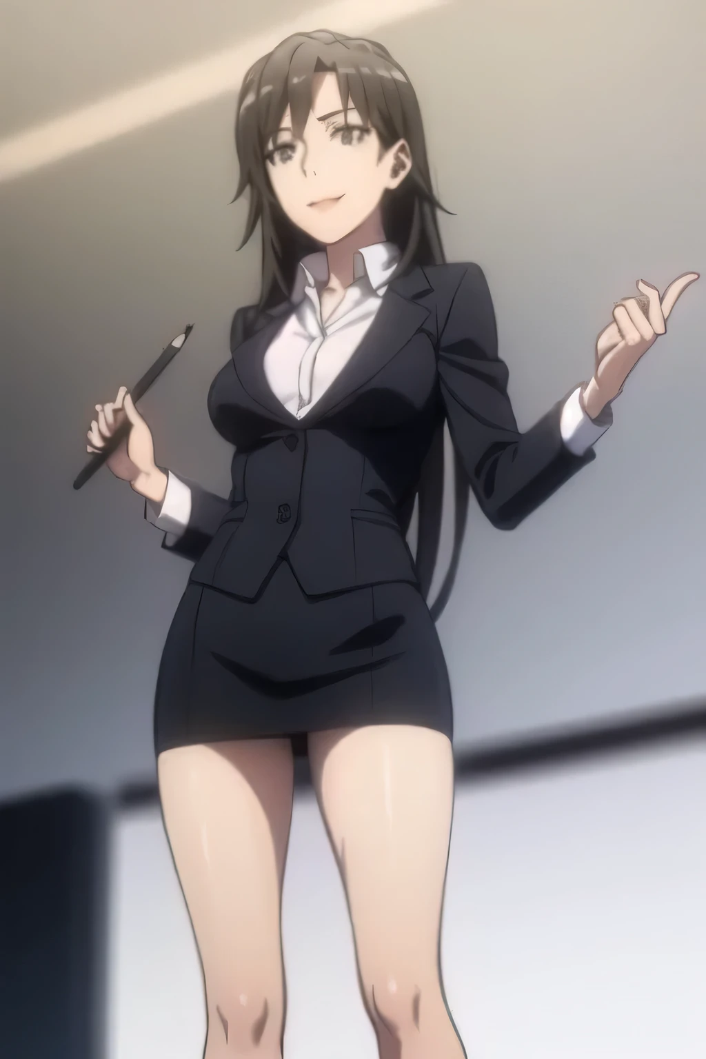(masterpiece, highest quality: 1.2), alone, 1 girl, alone, panties,,black,Sailor suit,blazer,your heather, smile, Mouth closed, View your audience, Long black hair, head band, Earrings, Big Breasts, Medium Waist, Medium Hips, wide thighs, Embarrassing, charm, smiling with her Mouth closed, Good move..., Excellent anatomy,panties,classroom,,Sailor suit,blazer,skirt, (((skirtめくり, I can see your pants))),