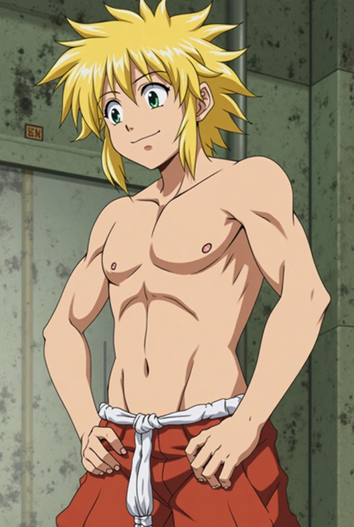 ryuuzakikenichiro, solo, abs, open shirt, pectorals, muscular, pink pants, blue shirt, collared shirt, brown footwear, BREAK
full body, sitting, seductive smile, BREAK
<lora:zom100_ponyxl_v4:0.9>, score_9, score_8_up, score_7_up, anime