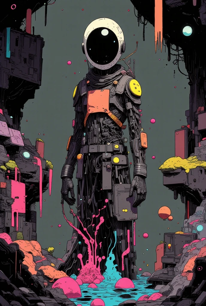 textless, wide shot, background ocean of clouds, CyberRonin, (Cyber-Samurai:1.2)