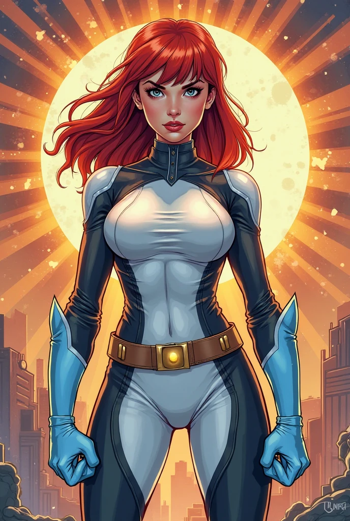 ((masterpiece, best quality)), insaneres, absurdres, solo, looking at viewer,
CARTOON_AdventuresofGalaxyRangers,
1girl, long hair, brown hair, bangs, blunt bangs, makeup, lipstick, lips, blue eyes, red hair, large breasts, very long hair,
skin tight, belt, bodysuit, uniform, boots, holster, spacesuit, military, gloves,
(contrapposto, hand on hip), sunset, sidelighting, depth of field, light particles,