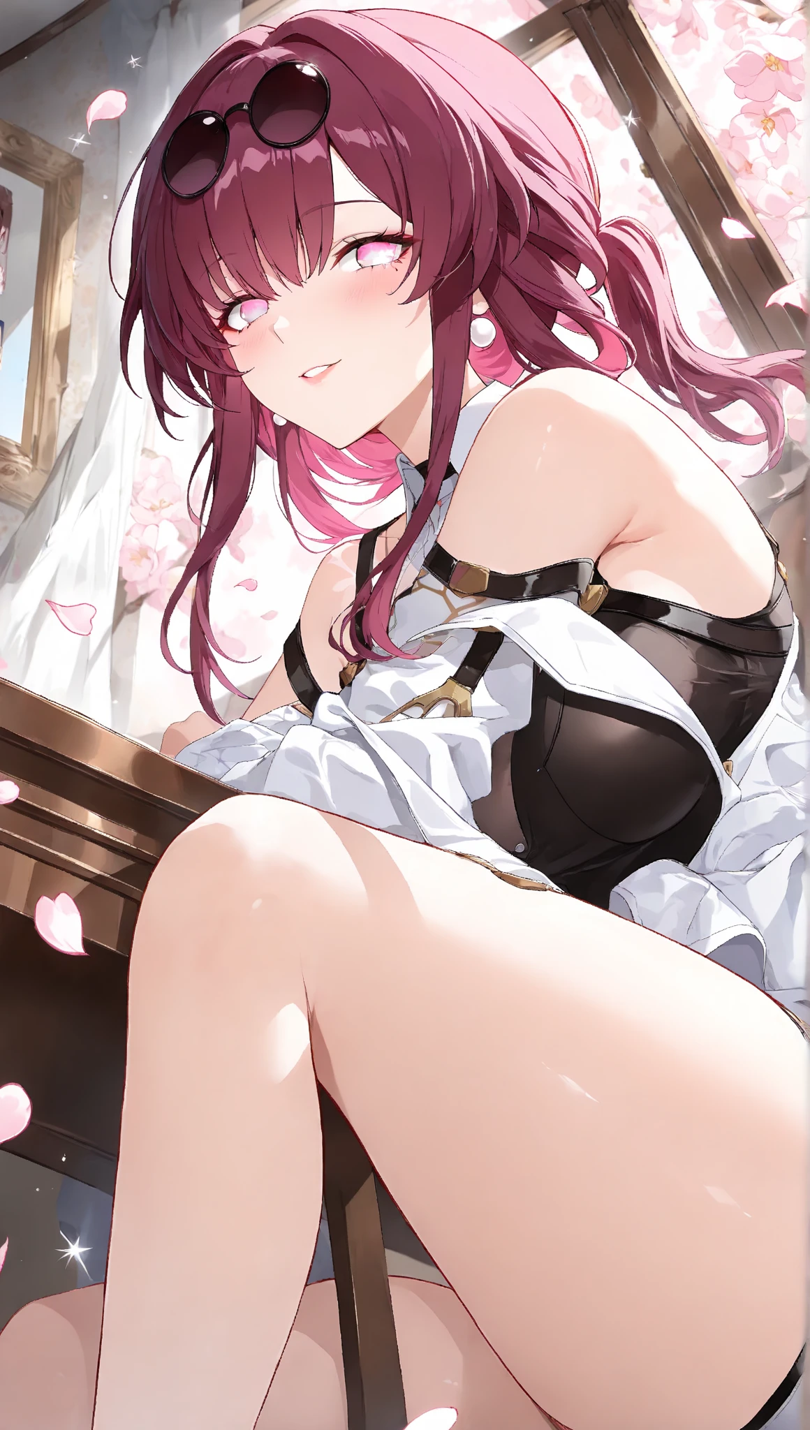 (masterpiece, sidelighting, finely detailed beautiful eyes: 1.2), masterpiece*portrait, glowing eyes, shiny hair, lustrous skin, solo, embarassed, <lora:Medb05:0.5>, medb_\(fate\), yellow eyes, on back, legs up, spread legs, miniskirt, pleated skirt, upskirt,
