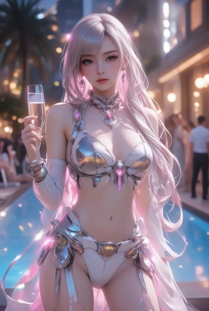 ( Female dog),((money, Silver, Sparkling)), Imma, Limited palette, contrast, Amazing aesthetics, highest quality, gorgeous artwork,erotic clothes, ((show off your nipples)), ((erect nipples)), half naked, ((highest quality)), ((masterpiece)), (get used to it), perfect face, thin waist, long limbs, purple hair,