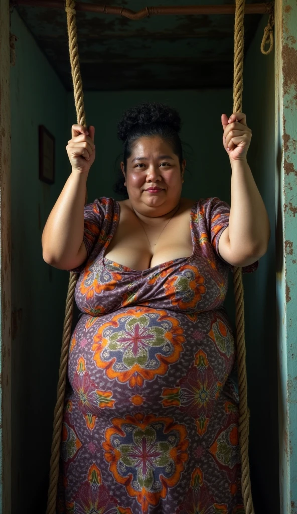 A tarot card featuring a chubby woman with braided black hair, stars and moon imagery, in black blue white and silver