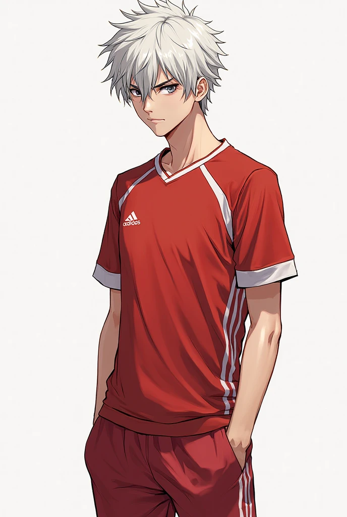 masterpiece, best quality, sketch, 1boy, solo, male focus, looking at viewer, , , <lora:faios_shironeko:0.74>, faios_shironeko, purple eyes, jewelry, grey hair, track suit,