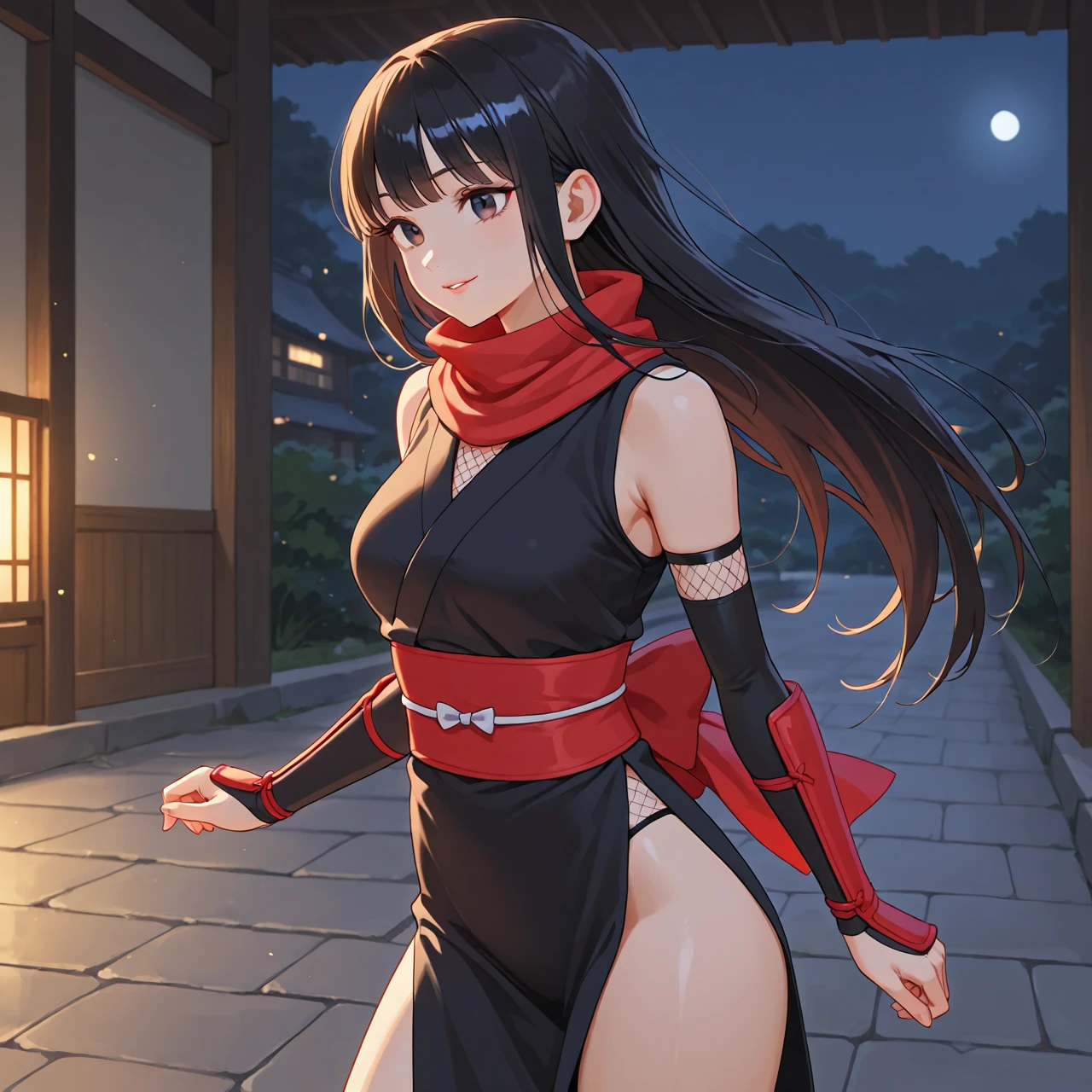 <lora:nar_kurenai_yuhi-10:1>,nar_kurenai_yuhi,forehead protector,bandages,(sarashi:1.2),red eyes,nude