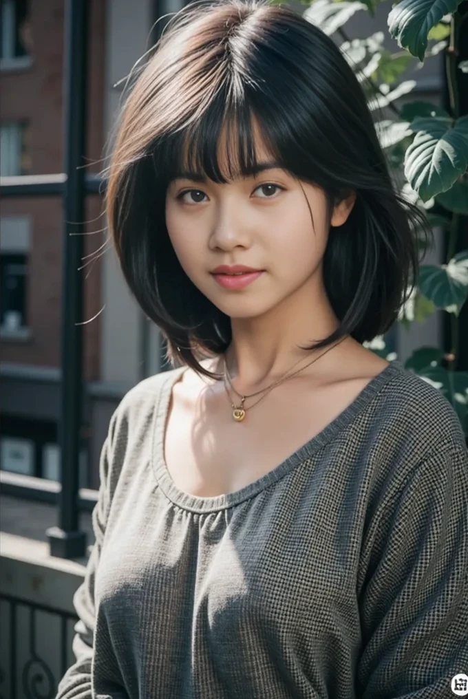 (realistic:1.3), finely detailed, quality, rembrandt lighting, (masterpiece:1.2), (photorealistic:1.2), (best quality), (detailed skin:1.3), (intricate details), dramatic, ray tracing, 1girl, akinanakamori, 21 years old, detailed skin texture, (blush:0.5), (goosebumps:0.5), subsurface scattering, smiling, medium breasts, short hair, bangs, shirt, pants, portrait shot, (bright sunny day), <lora:akinanakamori:0.8>