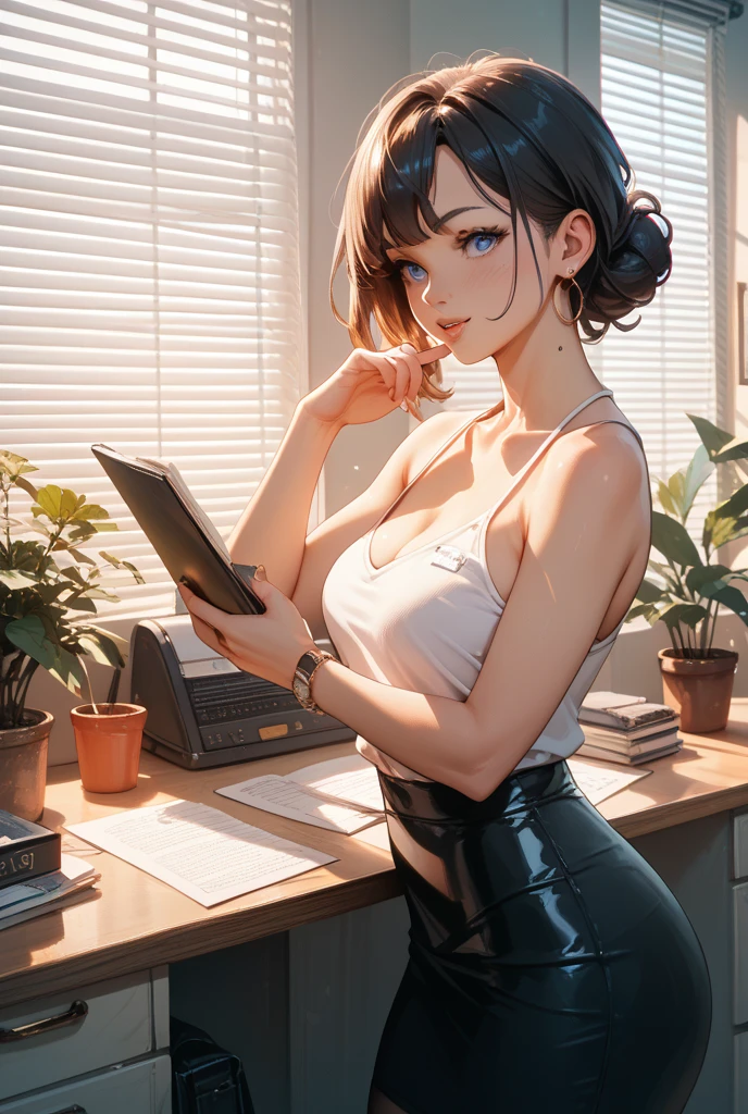 (masterpiece, best quality), 1girl, Avocado Braided Ponytail, <lora:15_newspaper:0.8> naked newspaper