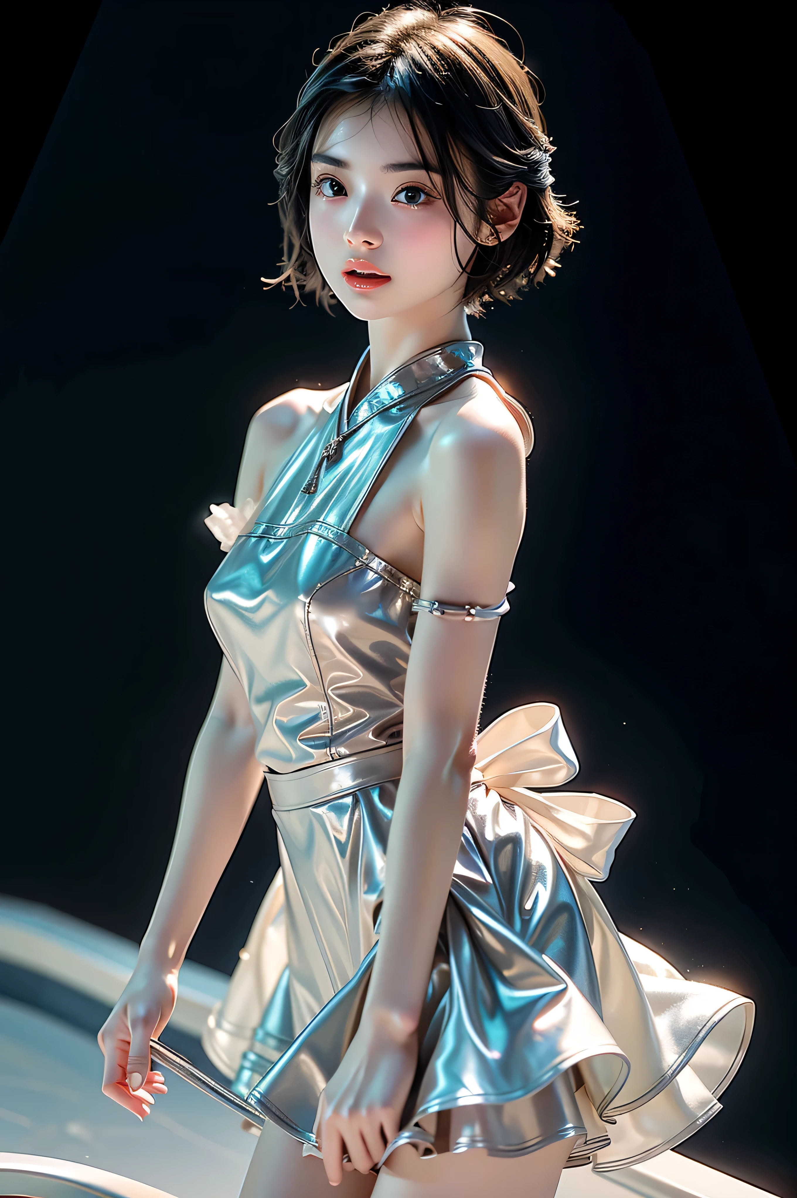 (((HD Photos))), Ultra-high resolution.Realistic: 1.4, masterpiece,Best Quality, Realistic, photoRealistic, (Subtle details), (Cinematic Light, Super sexy short hair,Small breasts、Young face)、((色っぽいFigure skating用コスチューム、Super beautiful girl))、Figure skating、Taking a spin on the rink、jade
jade sculpture