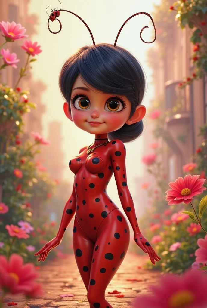 The protagonist of the Ladybug series showing her feet