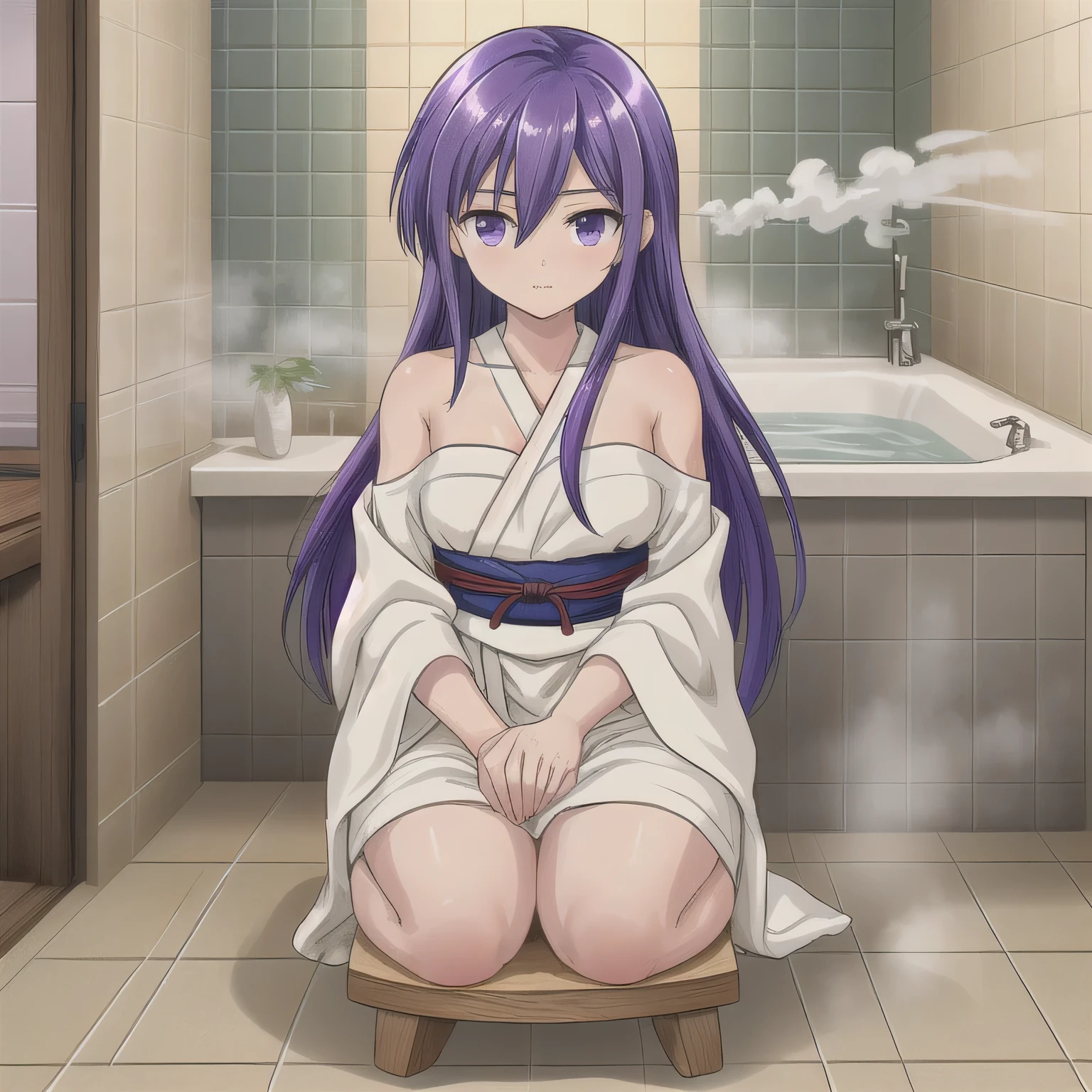 (masterpiece, best quality, high resolution), 1girl, shinoa, small breasts, purple hair, long hair, hair between eyes, solo, sweat, nipples, pussy, spread pussy, standing, bad-girl, (((mature female))), blush, beautiful body, beautiful nose, beautiful character design, perfect eyes, perfect face, alluring, wallpaper, perfect lighting, colorful, ultra highres, photography, 8K, HDR, (((shiny skin))), navel, (anime), looking at viewer, ((nude)), ((white mansion in the background, lagoon, flower garden, sunset))