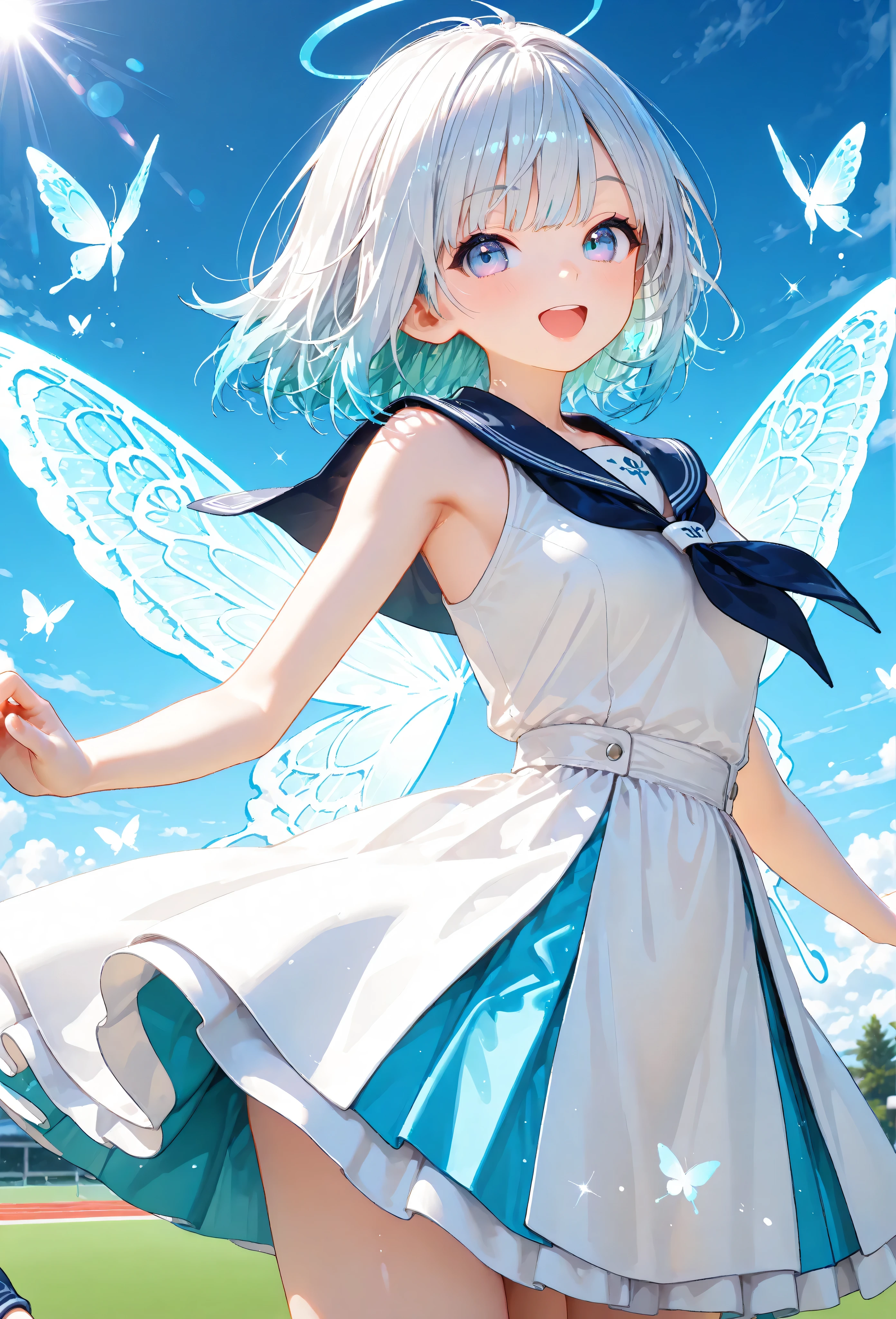 ((masterpiece)),((highest quality)),((High resolution)),((Anatomical)),((Realistic)),((Detailed Description)),((Perfect lighting)),((8K)),((cute)),((((Beach)))),(((Cirno))),(((One little girl))),(((Lori))),(((neutral))),((8-year-old)),((Beautiful eyes)),((Baby Face)),((low length)),((Petite)),((slender)),((smile)),((White teeth)),((Severe sunburn)),((Full body view)),((Clothing)),