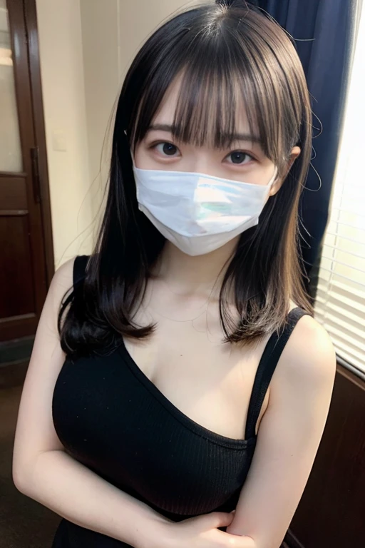 Girl with a vibrator,Holding a vibrator、、 Too big middle schooler, 15 years old, Sleeping in bed, plump, Close ~ eyes, Falling, Yawn, excited, mask,