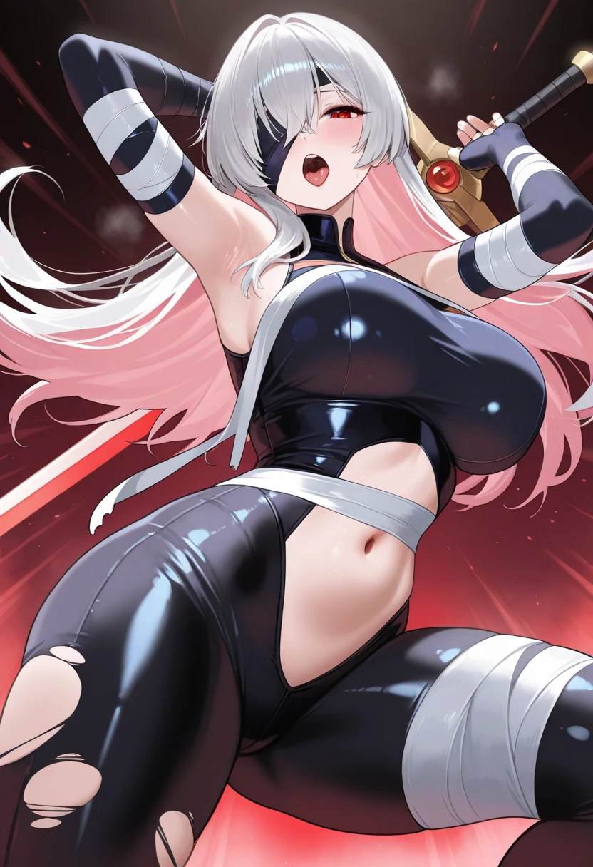 Beautiful girl white hair huge breasts engage in sexual intercourse with men sperm all over your body.