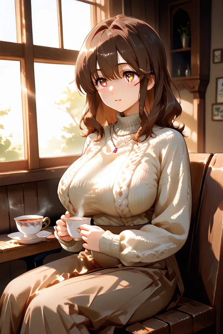 (((I can see the white bra:1.3. She opens the front of her blouse wide with her own hands.:2.4. A long red skirt and an elegant white short-sleeved blouse))),(((Apartment room、Sitting in a chair、Anxious expression、Tea on the table:1.3)))Mid-length bob cut hair:1.9. Big breasts:1.6、(((1 Female:1.3))), (((Brown Hair:1.3. Wavy Hair:1.5. Bob Cut Hair:1.9 Round Eyes Beauty:1.3. Shapely breasts, brown eyes, side-swept bangs, red cheeks:1.3 Sweat:1.3)))、(((Top quality masterpiece high resolution perfect human body:1.3))),(((Sweat:1.3,cute:1.3)))