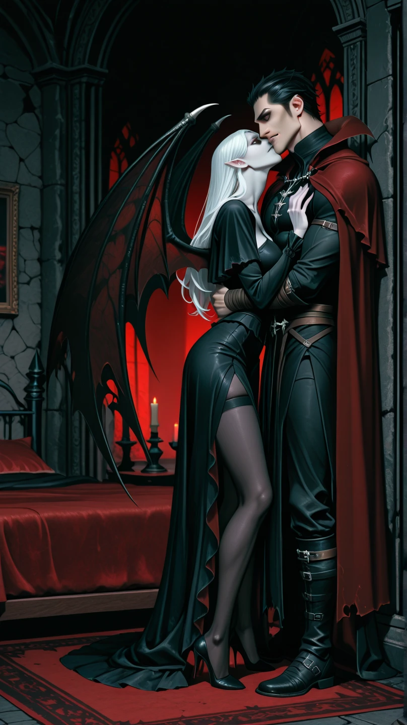 6-panel comic of a fit fantasy female sex demon having doggy style sex, 6 panels, comic, saturated colours, removing clothes, seduction, corruption, lost innocence, slaanesh