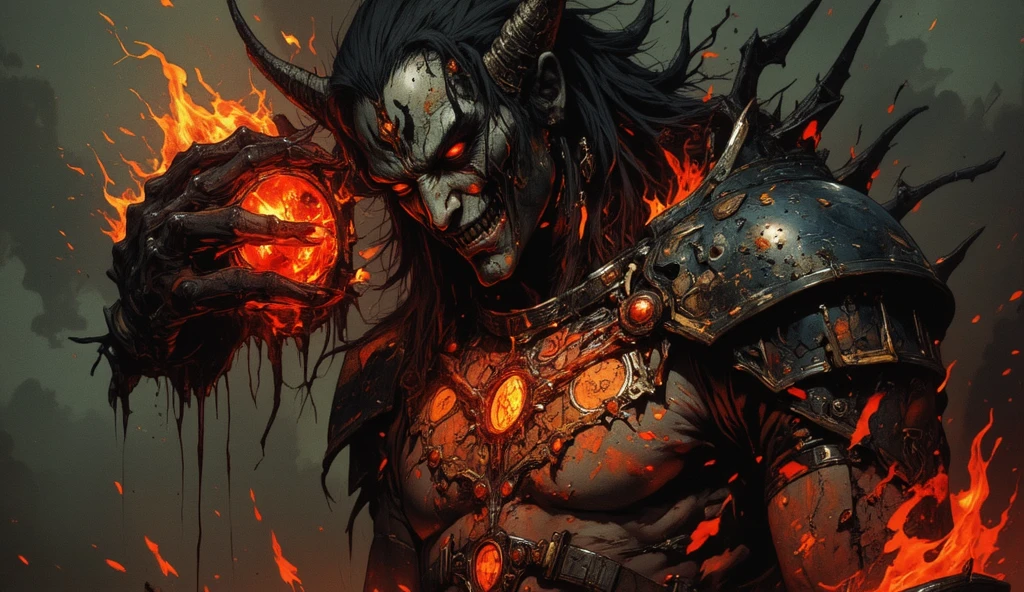 Army of demons in hell blazing fire super detailed hyper realistic detailed faces hell atmosphère very scary