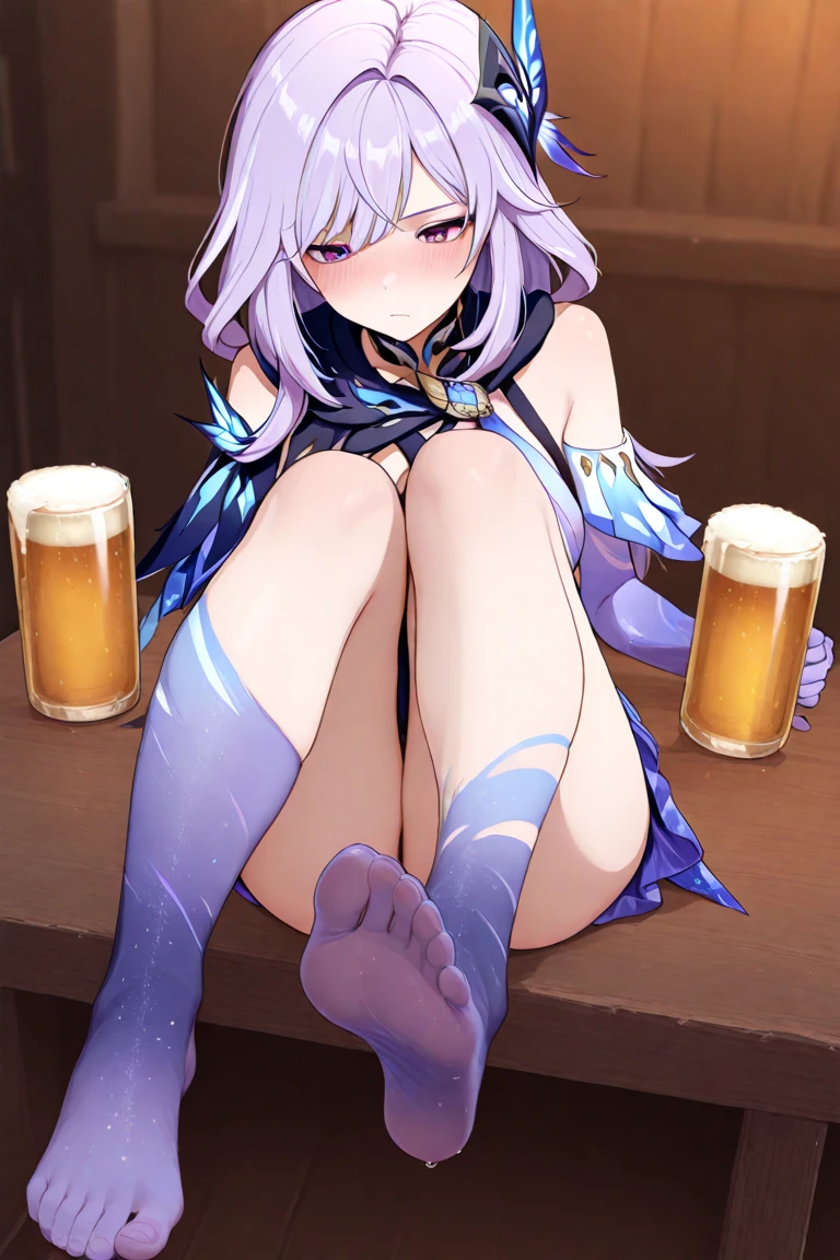 Hentai、High resolution、smile、Focus on people、Big breasted female knight spreads her legs for sex appeal at the bar、Wearing light armor、Perfect proportions、Cowboy Shot、Erect nipples、Exposing pussy、Clear eyes、Sweaty