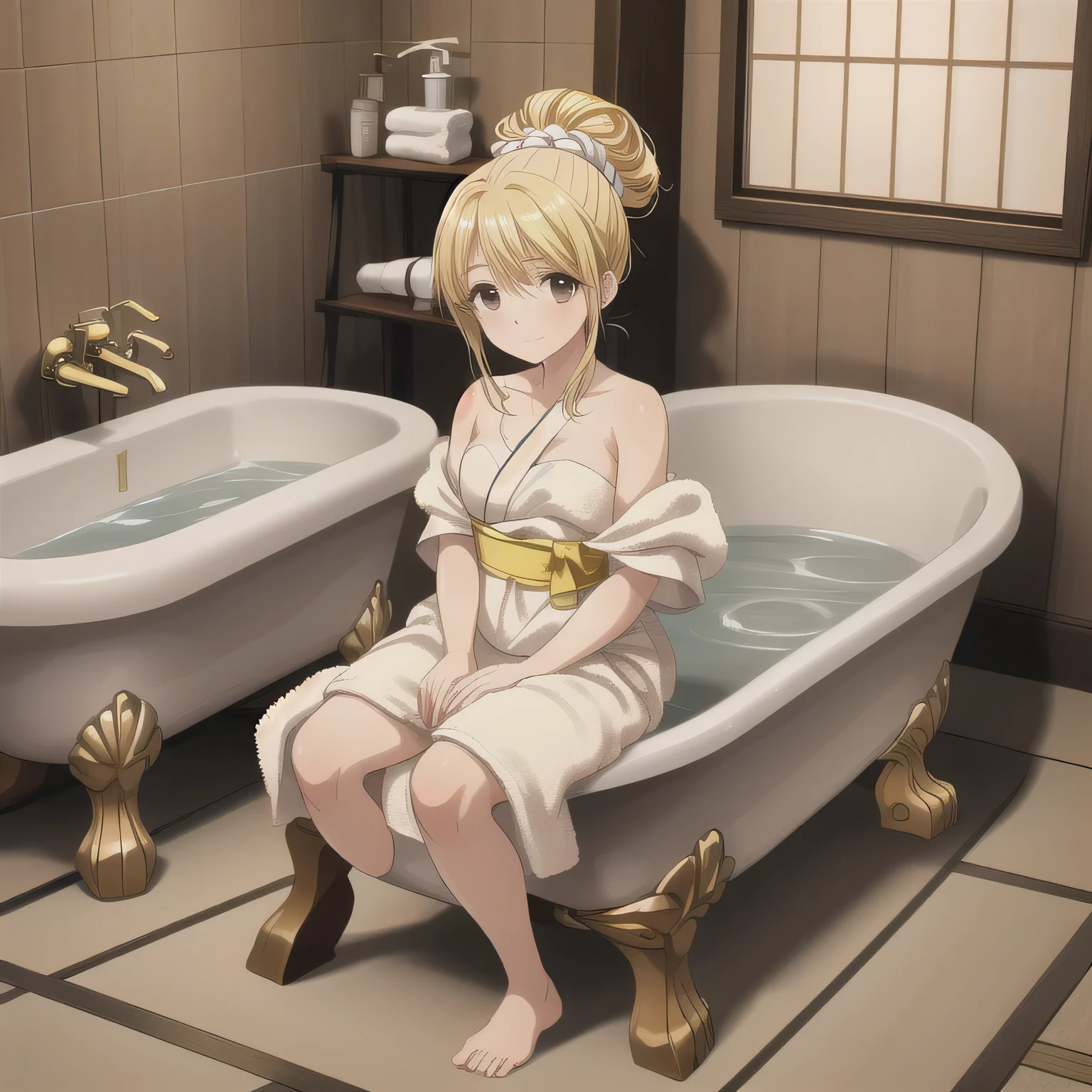 beatrice, nude, naked, no clothes, no clothes aside from diaper, completely naked aside from diaper, big tits, diaper, big diaper, diapermess, snarky grin, sagging diaper, massive diaper