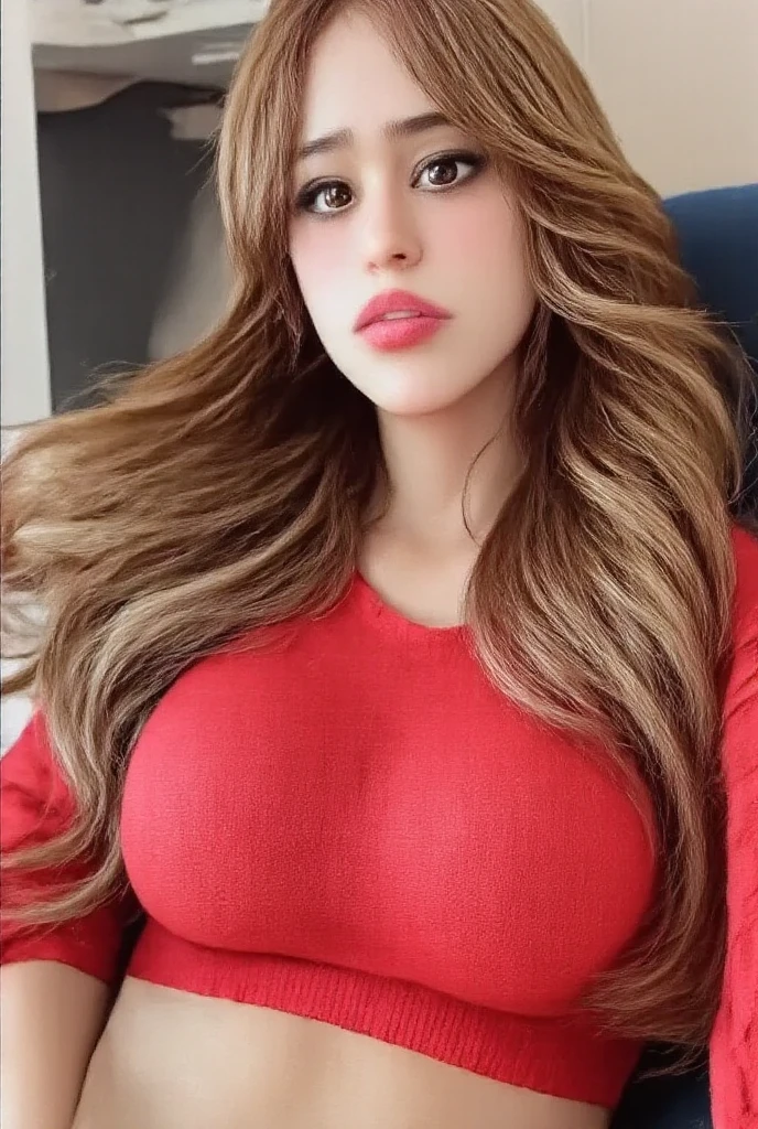 ((masterpiece)), ((best quality)), (detailed), perfect, solo, Staryuuki, gorgeous woman with red bikini, luscious lips, long hair, huge breast, deep cleavage, huge breasts, sexy, like a busty pornstar