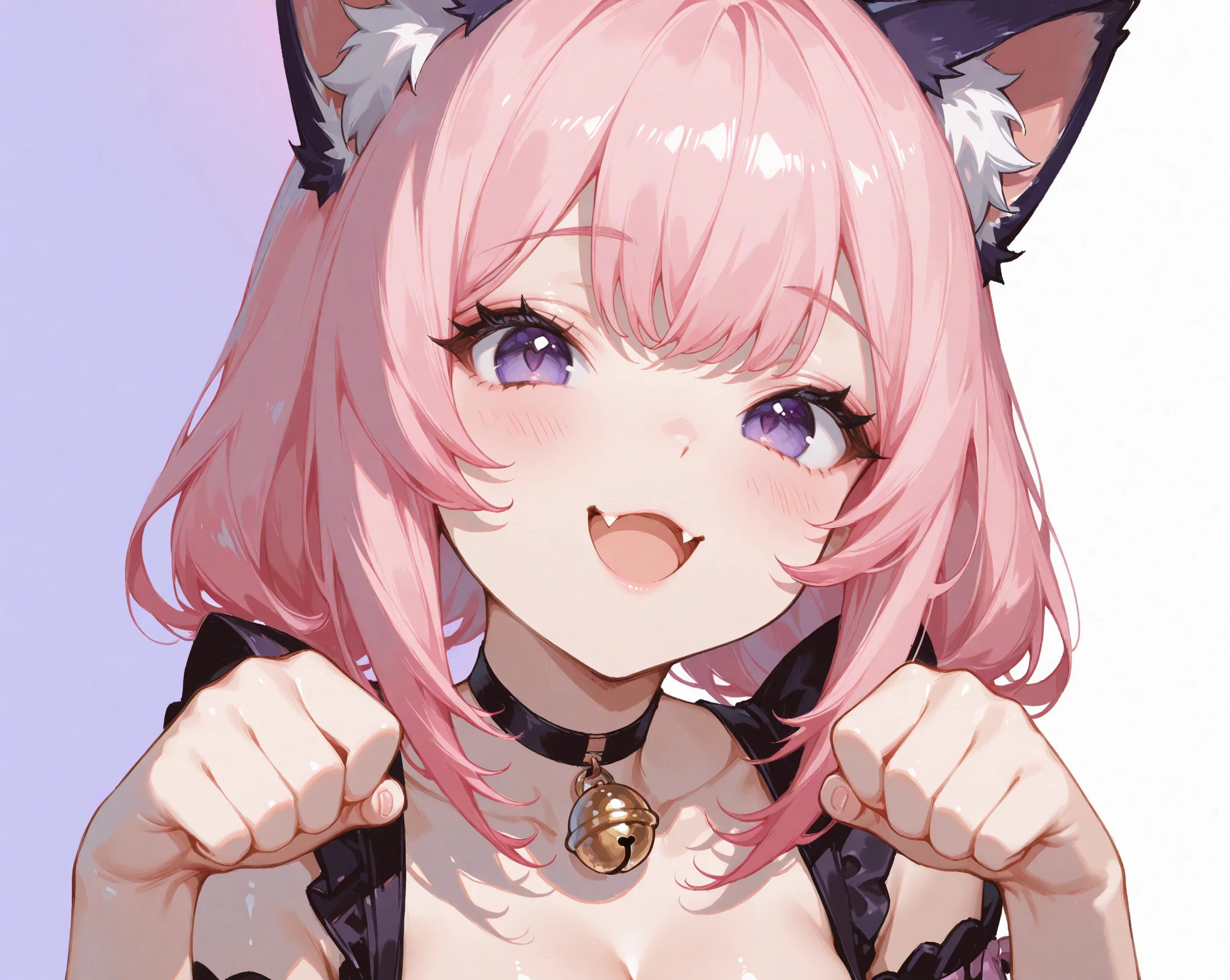masterpiece, best quality, (1girl), sam yang, beautiful detailed eyes, looking at viewer, topless, perky nipples, pink hair, shy, cat ears, very detailed, high resolution