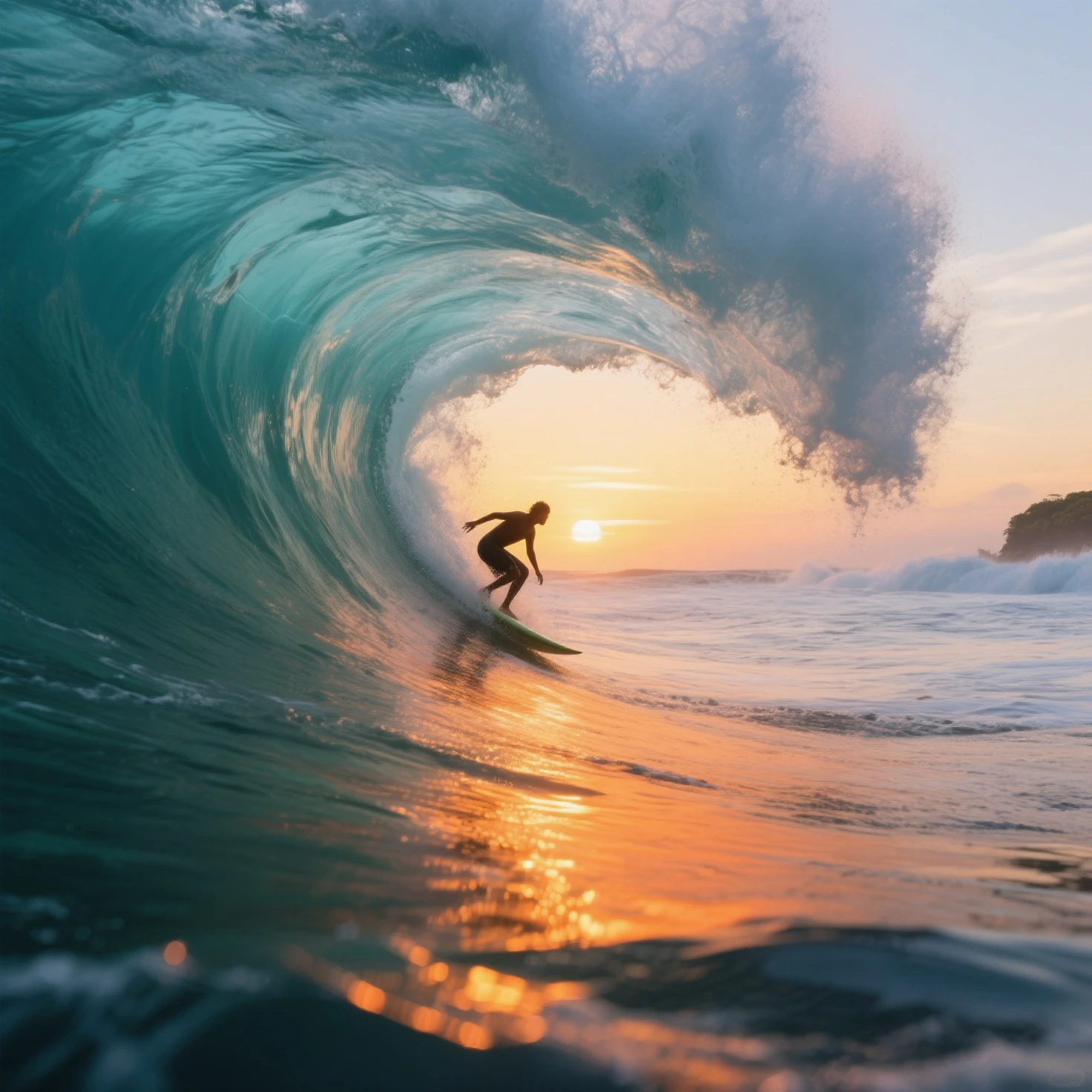 Surfer riding a wave
