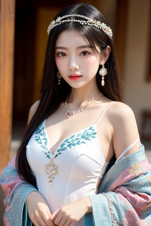 (Highly detailed CG Unity 8k wallpaper), (Masterpiece), (best quality), (Super Detail), (Best Illustration), (The best shadow), (Reality:1.1),(Pure face_v1:0.5),(taiwanese cute girl),(Taiwanese Sexy Woman),,Real human skin, lens flare, In the shade, Backlight,Lotus Pond,under the lotus,under the lotus leaves,(Depth of Field),(Natural light), Film Grain,((A girl))),Ultra HD,(Delicate eyes:1.4),Brown eyes, Charming smile,Kawaii,(Solo Focus),(Black Hair),((Princess Cut Long Hair, Low Braid Ponytail))(Chinese Hair Accessories)))(Transparent Gray Hansou),(See-Through Gray Chinese Tan Costume Cloak)))((( Large sagging breasts)), (((Cowboy shooting)), (close up) Blurred background, 18 years old, (((Solitary)), (Glowing skin), Lovely Tea, wearing a diamond necklace, (Watch the audience), (Look ahead), (smile512:0.1), (night), (Large target)), (and makeup), , (wet), (Sweating all over), Opened his mouth, (Squinting: 0.5),