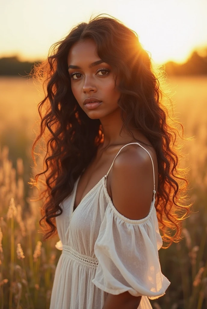 the beautiful woman, long curly hair, big boobs, hairy, naked