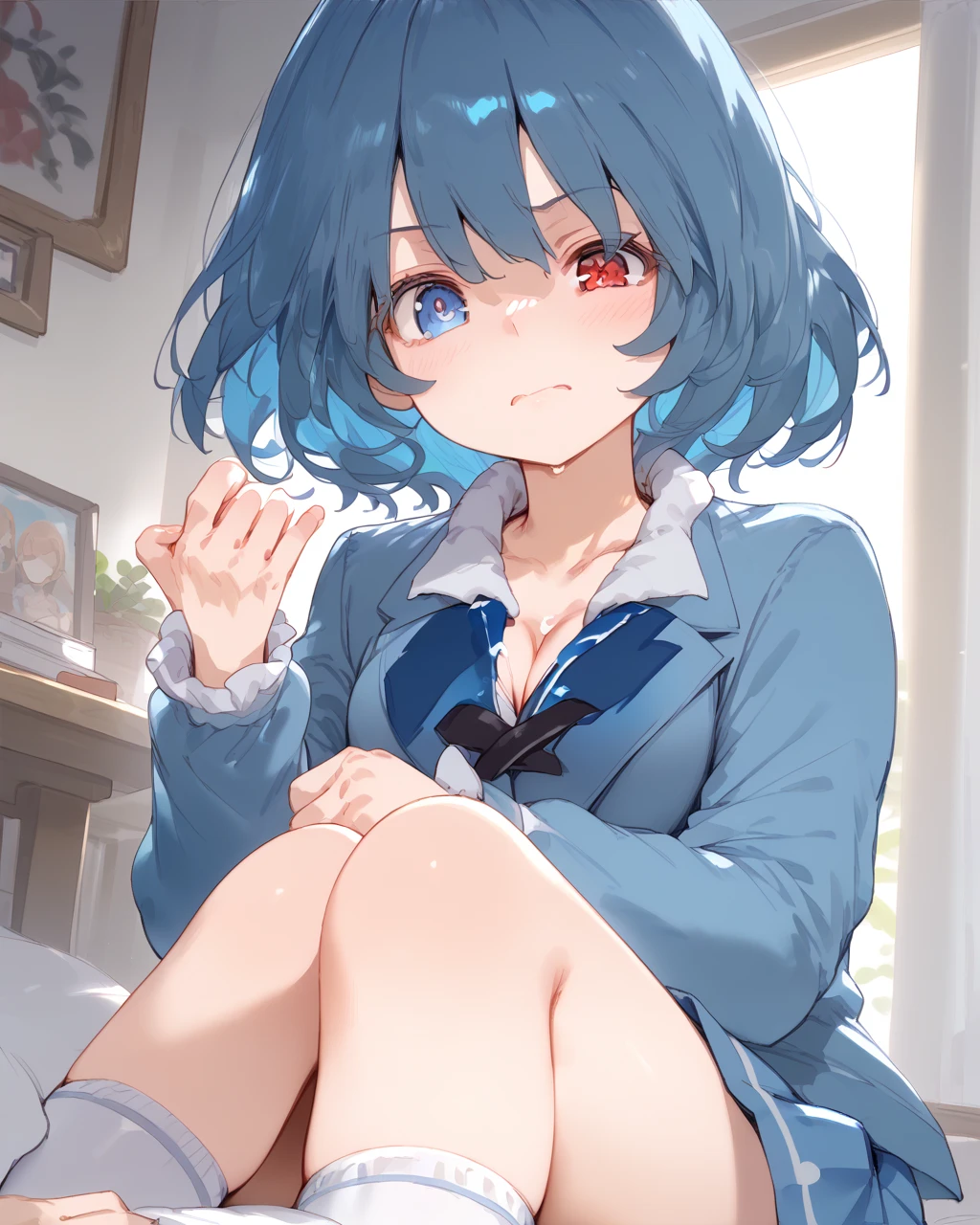 NSFW,Yoshino Astral Dress、Long Hair、blue eyes、ribbon、Hair between the eyes、Blue Hair,Small breasts,Fishnet tights,(Perfect hands),(Perfect Anatomy),(masterpiece),(highest quality),Embarrassed,blush,train,Lift your butt,(orgasm:1.5),(Ecstasy face:1.5),(Frightened face:1.5),Open your mouth、Sticking out tongue