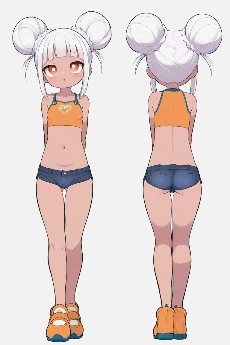 (masterpiece, best quality),  intricate details,
Video game character design, Drawing with Line Drawing, Multiple points of view, best quality,masterpiece,highres, female, ((character concept art)), Detailed female with pale skin, bob-cut white hair, Multiple images of the same character, female, nude, naked, exposed body, breasts, thigh, happy, reference sheet, simple background