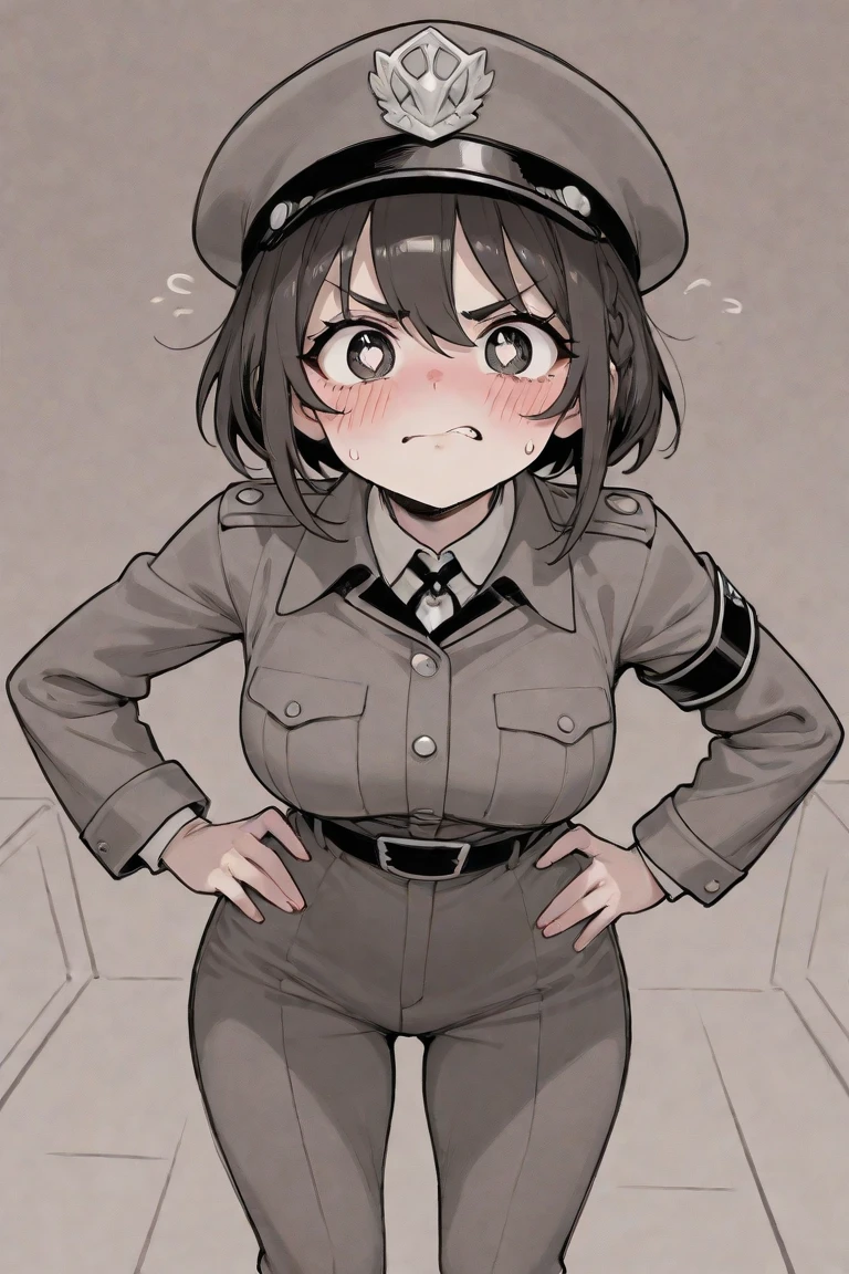 ((Best quality)), ((masterpiece)), (detailed), Tenko Chabashira from Danganronpa in Soviet army uniform, miniskirt, stockings, riding a dick, Ahegao
