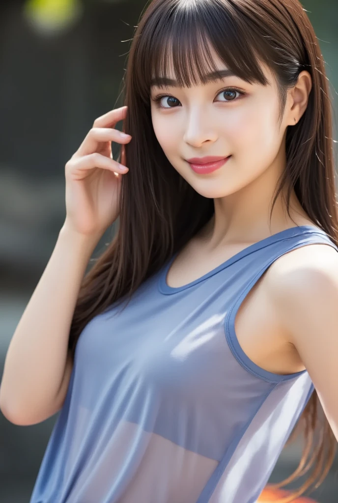 Image resolution 8K、masterpiece:1.3)、Beauty、1 female、(魅力的なBody Type:1.2)、abdomen:1.1、Dark brown hairstyle:1.1、(Body Type:1.2)、Ultra-detailed face、Attractive lips、double eyelid、Gymnastics performed in a gym in the background、Wearing branded sportswear、Super realistic and super cute in every detail、Japanese、Japanese女性、10th generation(18-year-old)、Smile with a beautiful smile、Hair blowing in the wind、Short Hairstyle、