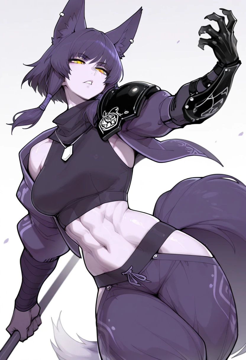 score_9, score_8, score_7, sui-feng, sleeveless, black kimono, detached sleeves, hip vent looking back, from behind