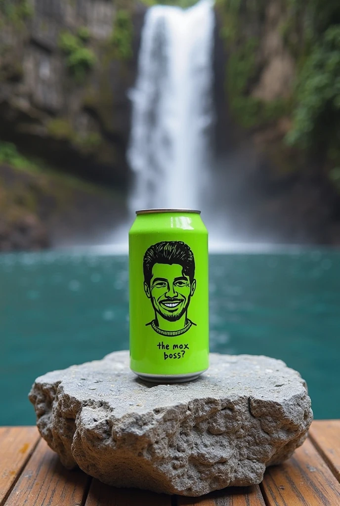 crie uma imagem realista de homem tomando guarana com a camisa do brasil encima do cristo redentor RJ