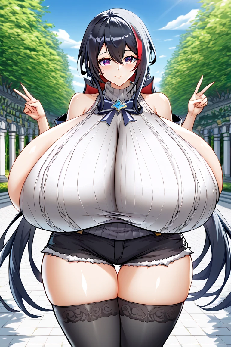 A dragon woman with deer horns having pink and white scales having a long dragon tail having human hands and with a humanoid and large body of 3 m as she is in a forest in winter with snow all around and with her breasts big and giant a huge fat ass and big huge thighs how tall and muscular she feels