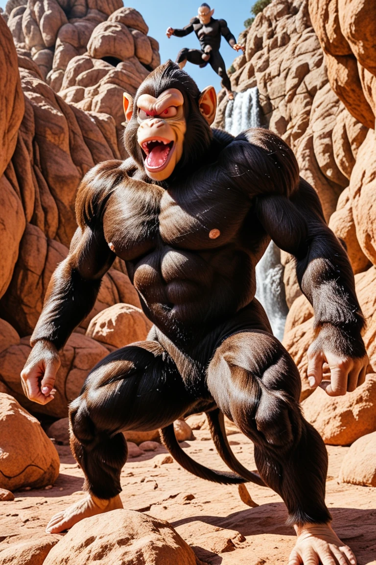 (RAW photo of a Neanderthals:1) , (hyper realistic:1.4), (Neanderthal man:1.4),(half gorilla mix :0.5),(big bulge:1.5), tall, bulky,hulk body, chubby belly, (very muscular:2), (hairy body:1.5),(detail face:1.1), tan skin, thick arms, (veiny arms:1.1), (bloated gut:1.5),(wearing underwear:1.1), thick legs, rounded pecs, (big arms:1.1), veiny arms, dark brown skin, (alone in a zoo:1.1) ,angry,(hunching down:1.1), on all fours, hdr, photorealistic masterpiece, cinematic, best quality, sharp focus,
