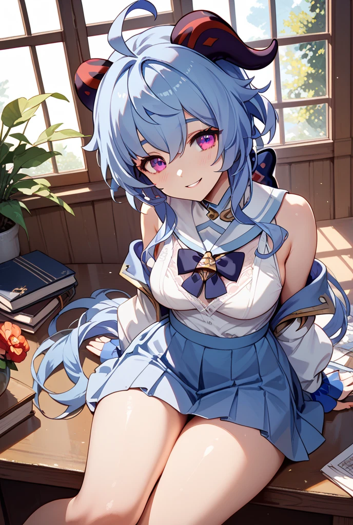 mejiro ardan \(Umamusume\),(Chibi,sketch,anime colours,NSFW,Open legs wide:1.2),White panty shot,,Female masturbation,sex toy,Footjob,sole of feet,embarrassed, tracen school uniform, Summer uniform, serafuku, Puffy Short Sleeves, purple bowtie, Horseshoe ornament, Sailor collar, sailor shirt, Purple shirt,white thigh highs,medium breasts,A smile,thighs thighs thighs thighs,