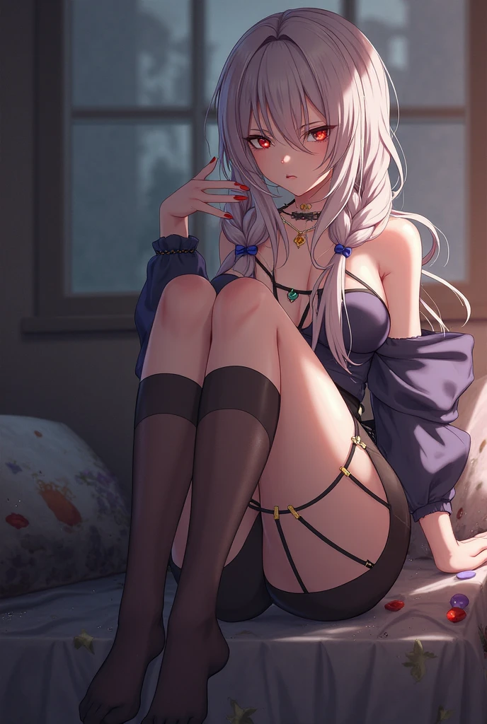 Lolita in black stockings and high heels raised her hands to reveal her armpits,Open navel,Heart eyelushed face,Raised your legs,SFW,Stand on one foot