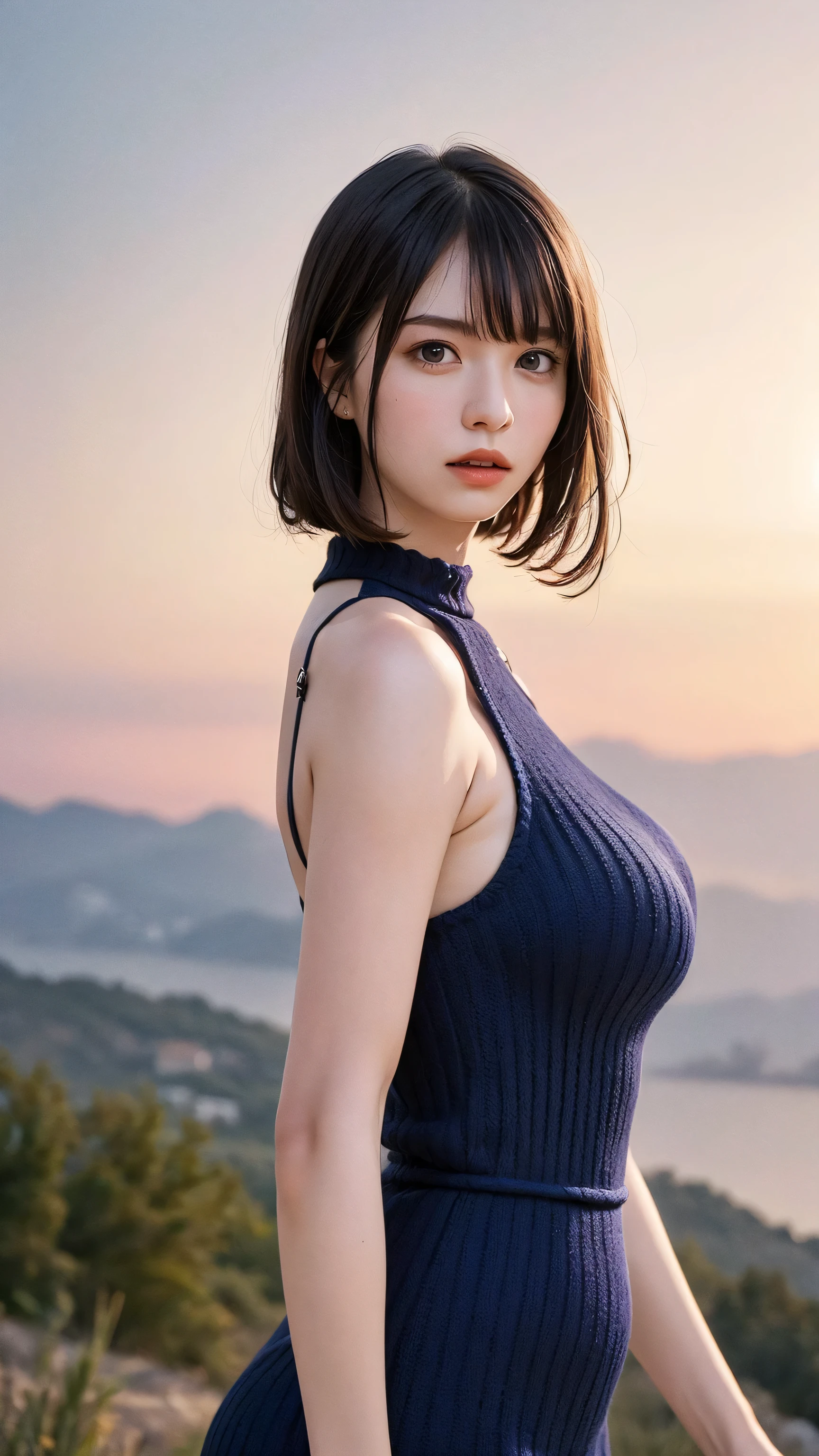 (high-level image quality、high-detail、hightquality、hight resolution、Draw everything in high resolution、masuter piece)、Very intense crystal light blue eyes、Very beautiful blue eyes、Small diamond-shaped earrings、Look firmly at the camera、Keep an eye on your audience、Put your ears out、short black hair with a beautiful sheen,,,,,、Beautiful very short beautiful hair with bangs、Show off all the beautiful décolletés、Beautiful 28 years old、lipgloss、long neck、happily laughing、Smiling very happily、Beautiful teeth alignment、Small beautiful face、Beautie、Pretty Woman、Business shirt with a snow-white collar with open chest、A pure white blouse that opens to the chest、Shirt with rolled up sleeves、Wide Open Color、Very immaculate background、Really snow-white background、Slightly bigger eyes、Brings intense light to the eyes、Rather wide shoulders and beautiful、tall supermodel、Long-legged supermodel、Supermodel with broad shoulders、Female sexy、tilt your face slightly、Turn your face slightly to the right、Get closer to your audience、Watch your audience carefully、