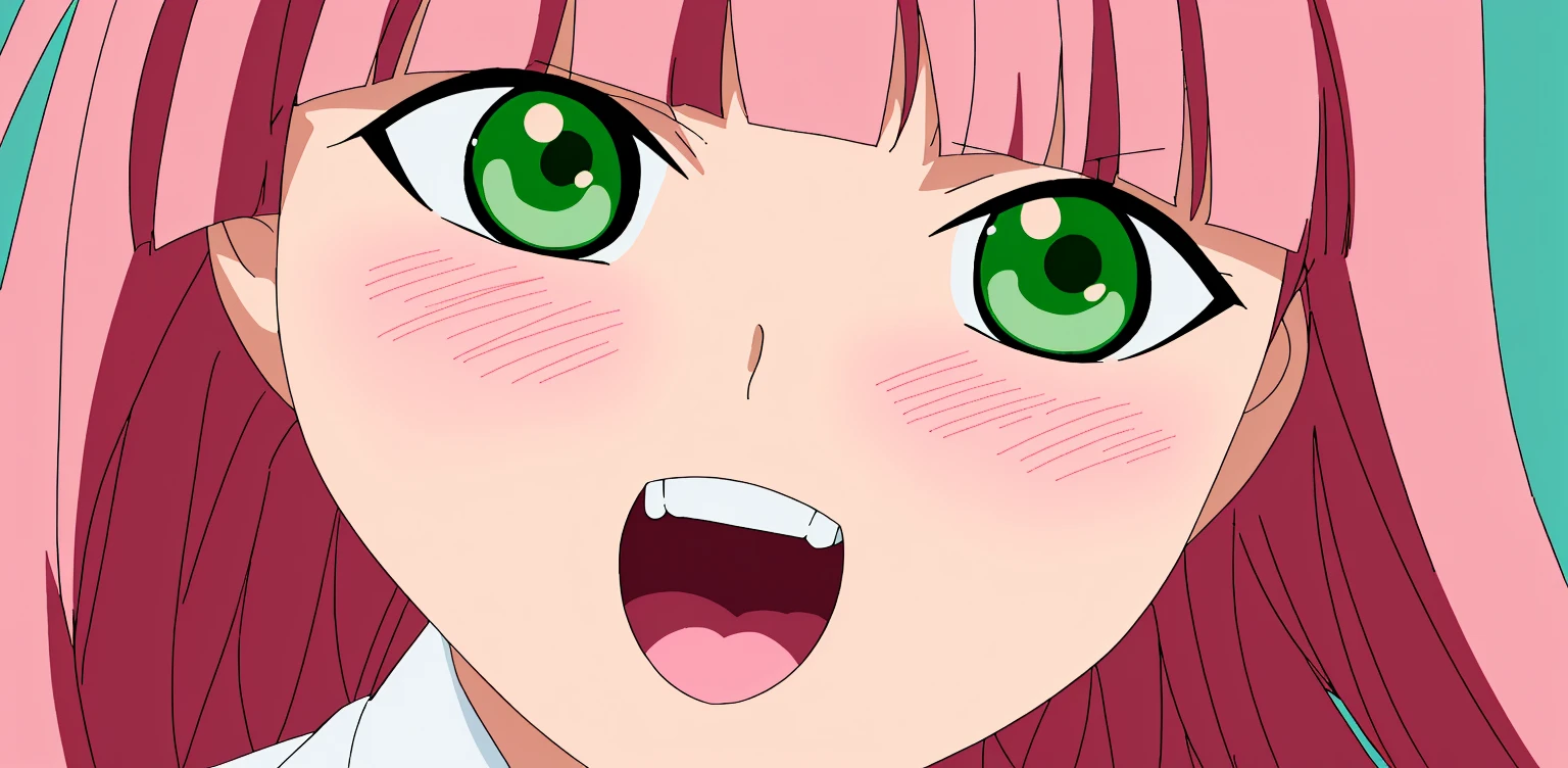 score_9, score_8_up, score_7_up, source_anime, harukahanabishi, haruka hanabishi, twintails, green eyes, pink hair, skirt, shirt, long sleeves, , white shirt, pleated skirt, serafuku, sailor collar, neckerchief, green skirt, green sailor collar, outdoors, cityscape, bent over, smile, looking at viewer, dutch angle, blush, open mouth, big mouth, tongue, tongue out, close up, saliva, uvula, uvula, room, mouth focus, excessive saliva, selfie, huge mouth, large tongue, long tongue, , selfie. ,crazy smile